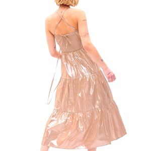 Gap Metallic Shiny Gold inspired wedding maxi dress New